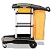 Rubbermaid Commercial Products Industrial High Capacity Storage Janitorial Cart with Wheels/Casters Two Caddies and Zippered Yellow Bag for School/Retail/Hospitality/Restaurant Black