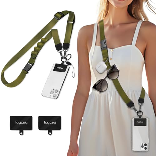 Image of Icycay Phone Lanyard Crossbody Strap Neck Adjustable Teacher Women Green | for Cell Phone Case Keys ID Badges, Anti Theft, Multifuctional, Phone Holder, Travel Hiking Essential Accessories, Gifts