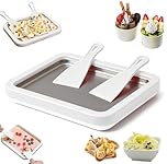 Ice Cream Roll Maker,Homemade DIY Ice Cream Roller Pan with 2 Scrapers,Instant Ice-Cream Maker,Rolled Ice-Cream Makers for Kids & Adults for Cream-Frozen Yogurt Gelato Sorbet at Home (White)