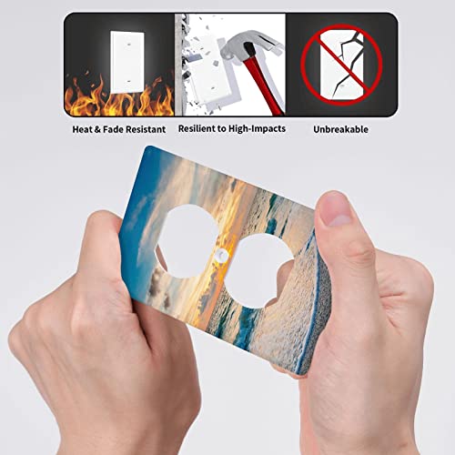 Gigszay Beach Painting Duplex Outlet Wall Plate Cover Decorative Funny Light Switch Plate Cover For Bedroom Kitchen Living Room Home Decor Standard Size #TOP4