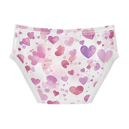 Hearts Pink Purple Watercolor Little Boys Cotton Kids Underwear Breathable Undies2