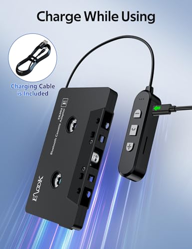 Elook Cassette to Bluetooth Adapter for Car with Micro SD Card Support/Hands-Free Call, 5.1 Bluetooth Cassette Receiver, Black