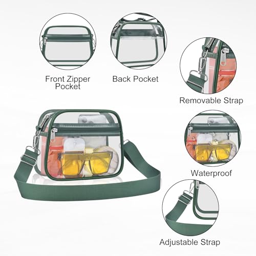 Image of Clear Bag for Stadium Events Clear Sports Fan Handbags Purses with Adjustbale Strap for Concerts Festivals Game Day