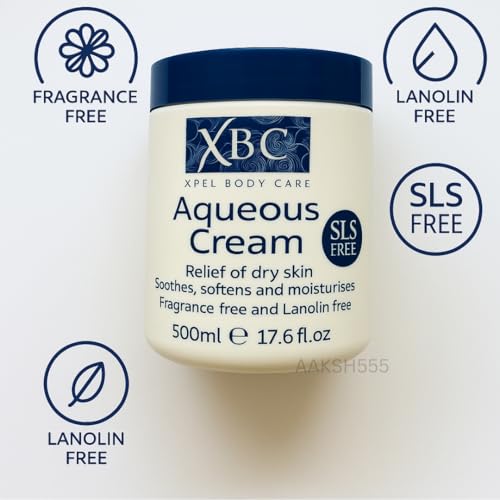 PACK OF 3 X 500ml SLS FREE AQUEOUS CREAM Emollient LARGE TUB [ Relief of Dry Skin ] Soothes Softens and Moisturises (FREE FROM FRAGRANCE, SLS, PAREBEN, COLOUR Dry Skin Moisturiser Cream) - Image 2