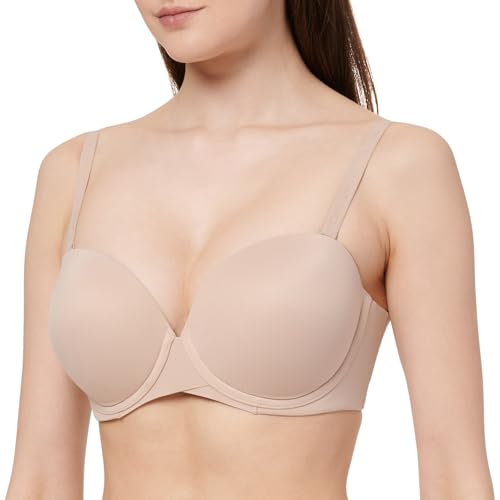 Calvin Klein Sujetador sin Tirantes Mujer Lightly Lined Tejido elástico, Beige (Cedar), 105B