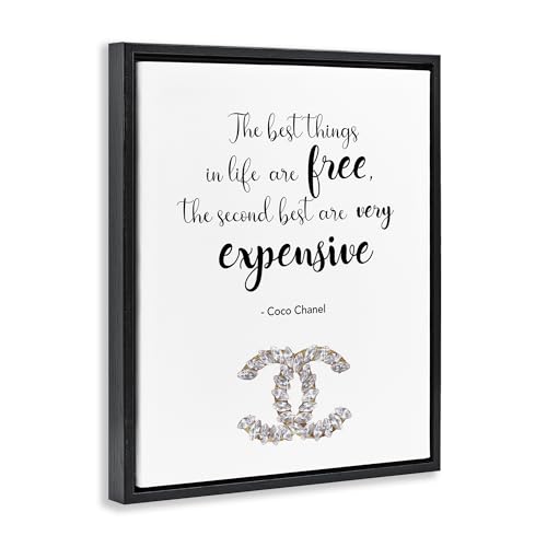 Image of 'Best Things In Life Fashion Phrase'| Floating Frame Canvas Art | Stupell Industries | Black, 17 x 21 Inches, Easy to Hang and Sturdy, Made in USA, by Ziwei Li