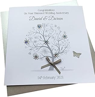 Handmade Personalised Diamond / 60th Wedding Anniversary Card