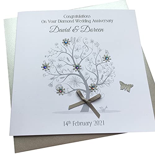 Handmade Personalised Diamond / 60th Wedding Anniversary Card