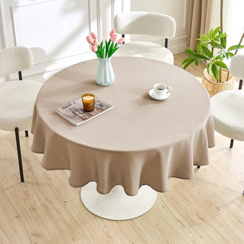 Image of AUSSPVOCT Textured Round Tablecloth 60 Inch for Birthday Party Home Decor