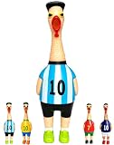 NiXiSHEEN for World Cup 2026 Merchandise , Soccer Theme Squishy Accessories ,Soccer Fan Party Favors, Team Uniform Design Screaming Chicken, Cheering Sound Prop Prank Pet Squeaky Toy (Stripe Blue)