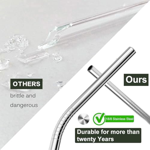 Image of 12 inch Stainless Steel Straws Replacement for Stanley Adventure Quencher 40 oz 30 oz Cup Tumbler, 4 Pack Metal Straws Reusable with Cleaning Brush for Stanley 40 oz & Simple Modern Tumbler with Handle