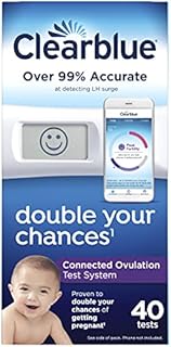 Clearblue Connected Ovulation Test System featuring Bluetooth connectivity and Advanced Ovulation Tests with digital results, 40 ovulation tests