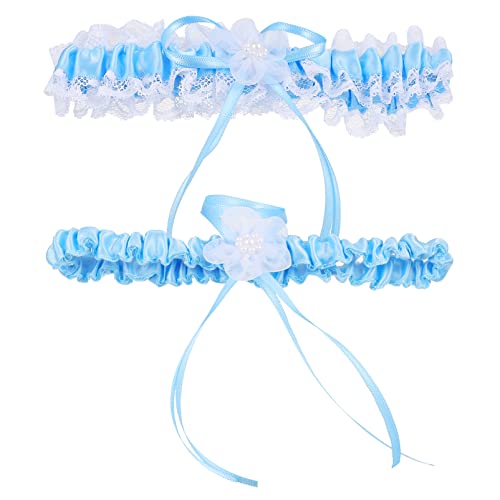 CALLARON 1 Juego liga de lazo ligueros para mujer wedding decoration Ligueros para ocasiones especiales patas encantos Gancho ramo anillo de muslo con lazo ligas de lazo de boda cordón Blue