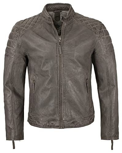 Gipsy - Herren Echtleder Lederjacke Lammnappa grau Bio Größe Medium