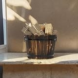 Cheungs Mariva Dark Brown Wood Decor Bucket | Metal Accents & Handles | - Medium