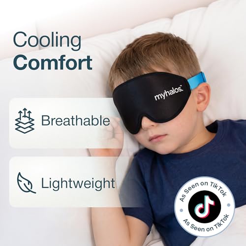 Image of MyHalos Kids Sleep Mask, 3D Blackout Eye Mask for Kids, Girls & Boys | Sleeping Mask for Kids, Blindfold, Zero Pressure, Lightweight & Breathable, All Ages & Genders, Memory Foam, Travel Ready
