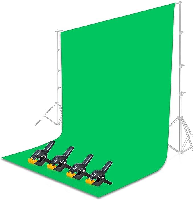 Neelabil Non-woven fabric Photo Photography Backdrop Background Cloth 6.5 x 10ft Backdrop Background for Photography, Green Screen Photo Booth Backdrop（4 x Backdrop Clamp Included）