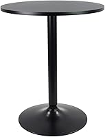 KKTONER 23.6-Inch Round Black Bar Table - 28.7H Pub Cocktail Bistro Table for Home Cafe, Stable Steel Base