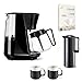 Tchibo Filterkaffeemaschine Set „Home Office” inkl. passende Filtertüten Größe 4, Isolierkanne und 2er Set Kaffeebecher aus Porzellan, Schwarz