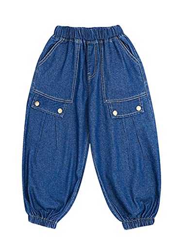 JanJean Kids Big Boys Cotton Jeans Pull-On Soft Denim Pants Elastic Waist Denim Cargo Long Pants with Pockets Casual Wear2