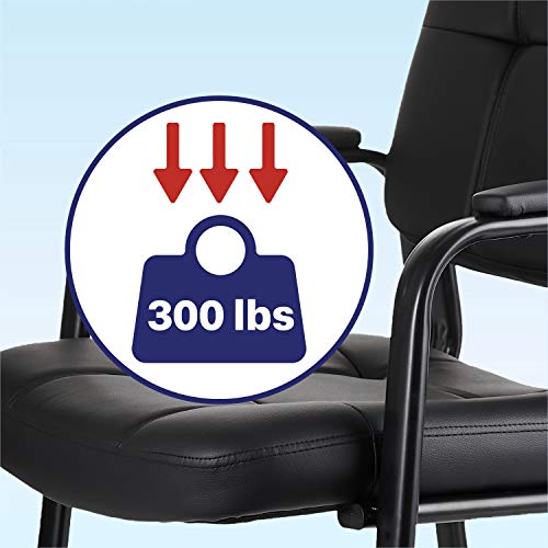 Image of CLATINA Classic Reception Chair with Padded Armrests and Sturdy Steel Frame, Ergonomic Guest Chair for Office Conference Waiting Meeting Room, Black (4 Pack)