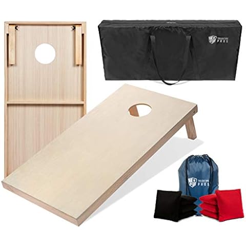 Tailgating Pros 4'x2' Cornhole Boards w/Carrying Case & Set of 8 Cornhole Bags (You Pick Color) 25 Bag Colors! (Black/Red, 4'x2' Boards) Cover