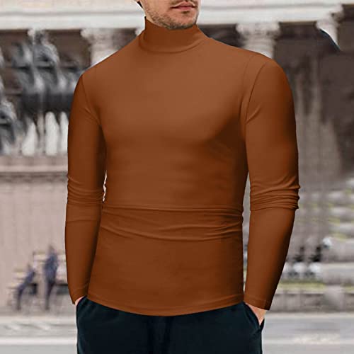 Mens Winter High Collar Sweater Solid Color Fashion Fleece Thermal Basic Underwear Lightweight Slim Fit Pullover4