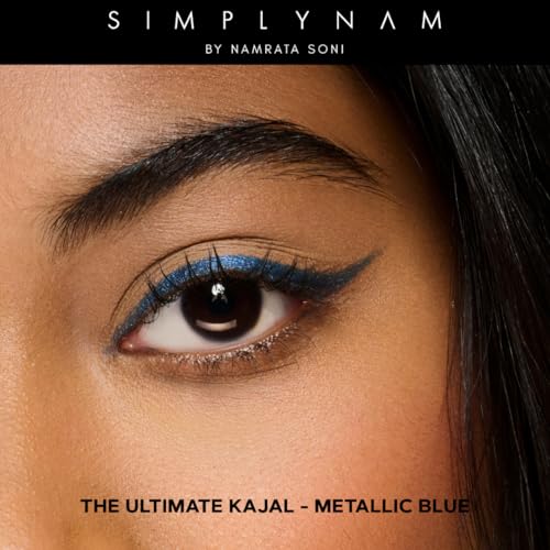 Image of SIMPLYNAM Ultimate Kajal | 1 Stroke Intense Color Payoff | Water Resistant | Long-Lasting & Smudge-Proof | Safe for Sensitive Eyes | 7X More Product | In-Built Sharpener & Smudger | Metallic Blue