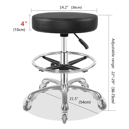 Image of Ainilaily Rolling Stool with Wheels Heavy Duty Hydraulic for Shop Kitchen Work Lash Tattoo Lab Medical Guitar,Tattoo Artist Chair Lash Stool (Black,with Foot Rest)