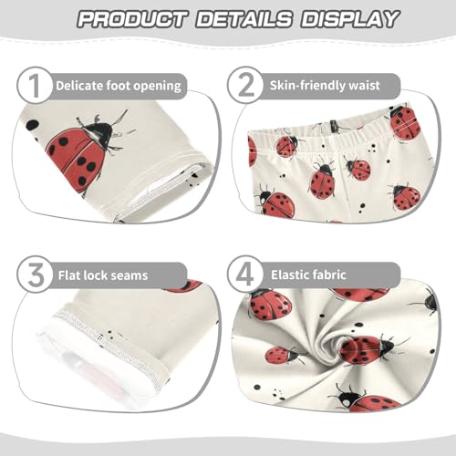 Vintage Cute Black Red Ladybug Girls Leggings Kids Yoga Pants Dance Active Tights 4T3