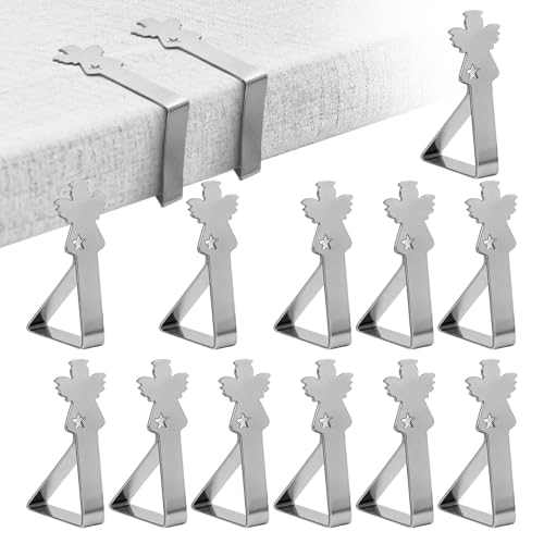 Tischtuchklammern Edelstahl, 12 Stück Tischdeckenklammern Tischabdeckungsklemmen Tischdeckenhalter Tischklammern Tischdecke Clips für Dicke Tische Gartentisch Restaurant Esstisch Draußen (Engel)
