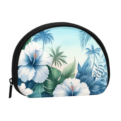 Portable Coin Purse Aloha-Hawaiian-Floral Mini Zippered Money Pouch Card Holder