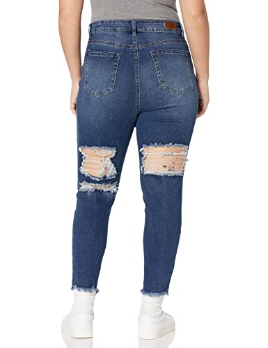 dollhouse Women's Size Dark Wash Junior Plus Destructed Skinny2