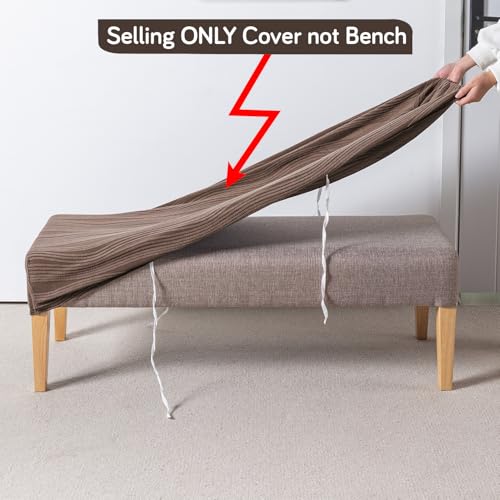 Image of HOKIPO 200gsm Knitting Jacquard Bench Cover, 'Nestiva Series', Chocolate Brown (AR-6237-BR)