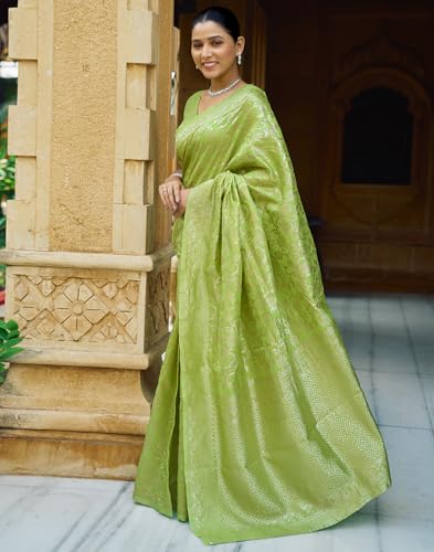 Image of SIRIL Women's Jacquard Kanjivaram Soft Silk Saree Pure Silk With Unstitched Blouse Piece