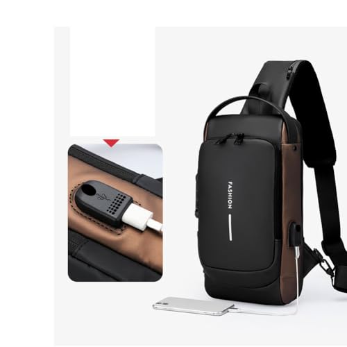 New Carbon Fiber Streamline Anti-Theft Sling Bag, Usb Charging Sport Sling Bag for Travel Gym Sports (Black B)2