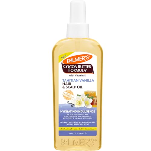 Palmers Cocoa Butter Formula Tahitian Vanilla Hair & Scalp Oil (5.1 Fl Oz) Hydrating & Nourishing Oil with Vitamin E & Acacia Honey for Shine Smoothness & Frizz Control All Hair Types