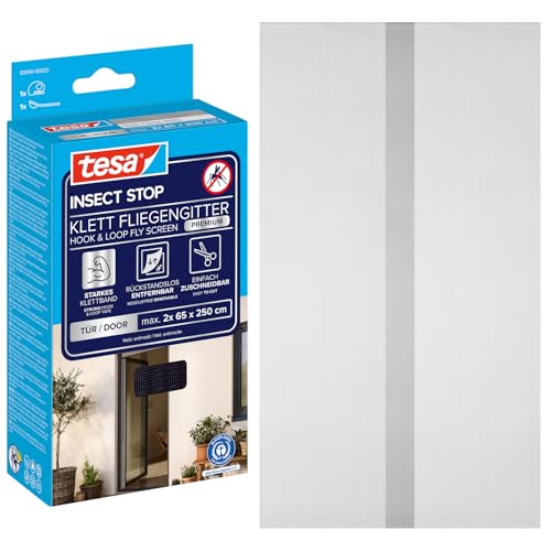 tesa INSECT STOP H&L Fly Screen Premium for Doors - zanzariera porta con nastro a strappo, rimovibile, antracite - 120 x 250 cm