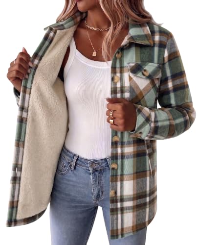 Zeagoo Womens Sherpa Fleece Jacket Casual Button Down Flannel Coats - image 1