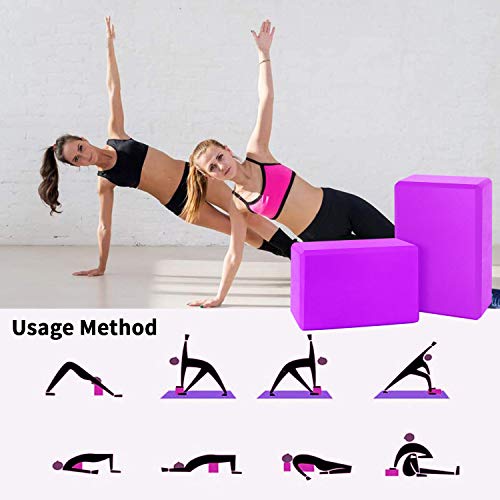 image for Sunrich Yoga Blocks EVA Foam Brick 2 Pack wth Resistance Bands Set Hig