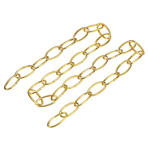Image of MECCANIXITY Pendant Light Fixture Chain, 3.2mm Thick 1m Long Chandelier Hanging Links, Iron Electroplated Gold Tone, Pack of 2