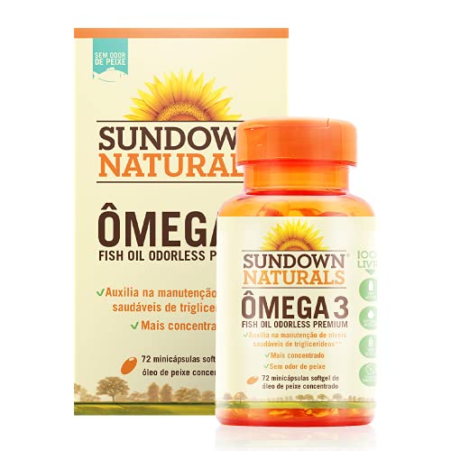 Fish Oil by Sundown, Dietary Supplement, Omega 3, Supports Heart Health, Non-GMO, Free of Gluten, Dairy, Artificial Flavors,1290 Mg, 72 Coated Mini Softgels