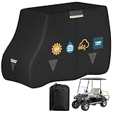 100% Waterproof 1200D Solution-Dyed Golf Cart Cover Universal Fit Yamaha,Honda,Club Car,EZGO and Most Brand Golf Cart for 2/2+2/4/4+2/6 Seats with Zipper Door,Storage Bag,Fit for 2+2/4 Passenger Cart