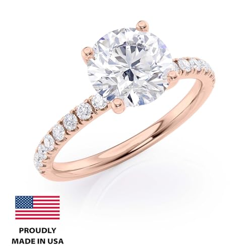 2 to 6 Carat Moissanite Engagement Ring for Women - 1/4 Carat Round Natural Diamond - 14k Gold Ring (G-H/SI, G-H/SI, cttw, DEW) Wedding Promise Size 4 to 11 Made in USA2