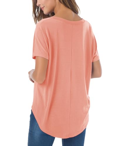 Image of Herou Women Loose Fit T-Shirts Soft Short Sleeve Crew Neck Casual Tee Tops | Lightweight,Basic,Workout,Comfortable,High Low Hem,Oversized