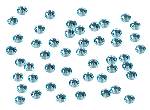 Image of 2880 Pieces Nail Art Rhinestones Non Hotfix Glue Round Flat Glass Crystals for DIY Jewelry Making with a Selection Pen (Ss5 2880pcs, Aquamarine)