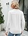 Business Casual Tops for Women V Neck Collared Shirts Loose Fit Long Sleeve Tunic Blouses White L