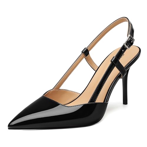 SKYSTERRY Slingback Heels for Women Closed Pointed Toe High Stiletto Heels Comfortable Sexy Party Prom Wedding Dress Pumps Shoes 3 Inch