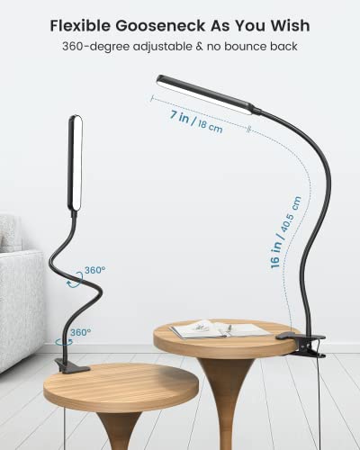 Image of Glocusent 38 LED Clip On Light: 5W Eye Caring Book Lights for Reading at Night - 5 Color & 5 Brightness with a Remote, 30-Min Auto Off Timer, Multi-Purpose Clip Lamp for Bed Reading /Studying /Working