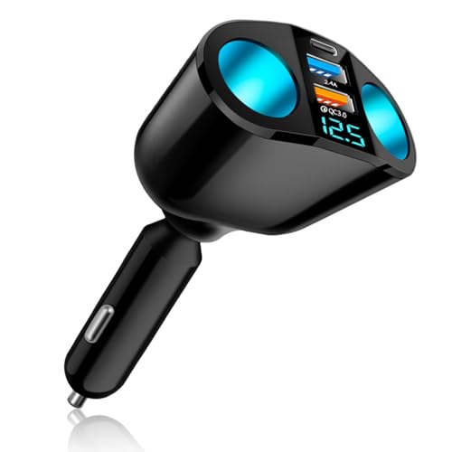 Yesimola Chargeur Voiture Allume Cigare USB,Double Prise Allume Cigare 12v, 20W Charge Rapide 3.0 Chargeur de Voiture Double USB avec LED Voltmètre pour...